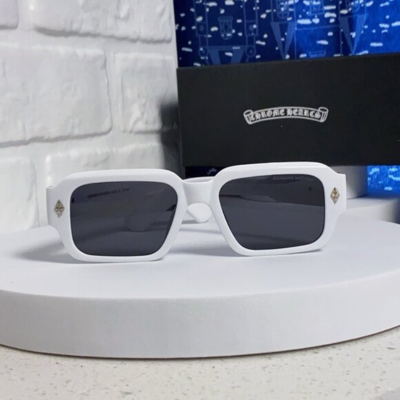 Chrome Hearts White Frame Gray Lens Sunglasses - Picture 1 of 10